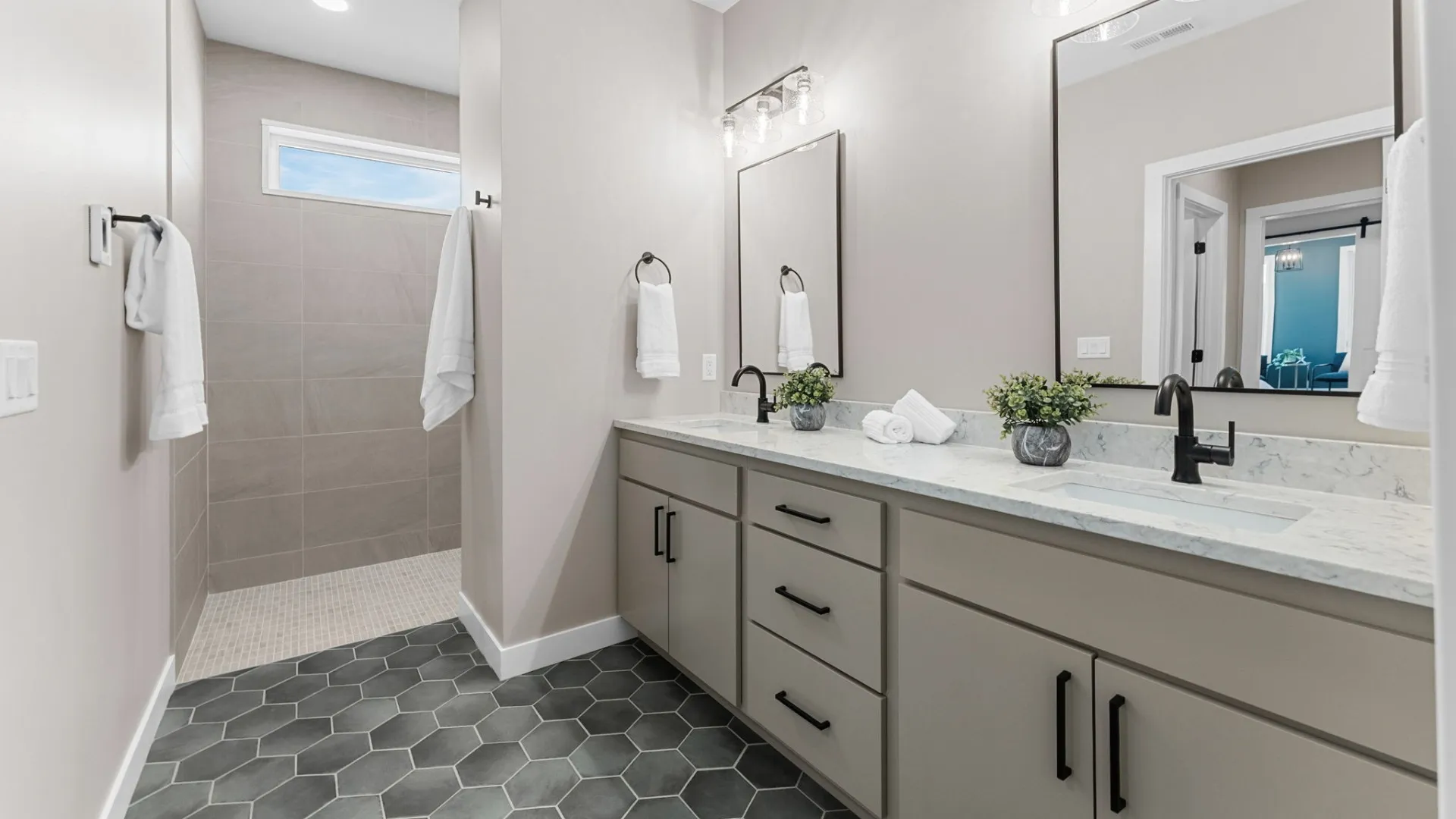 Walk in tile shower